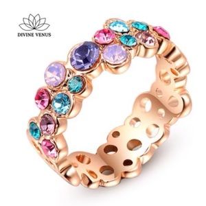 Czech Rhinestone Colorful Ring | Gold Plated Alloy